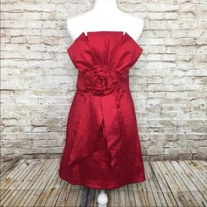 Snap Red Strapless Red formal cocktail Prom Dress